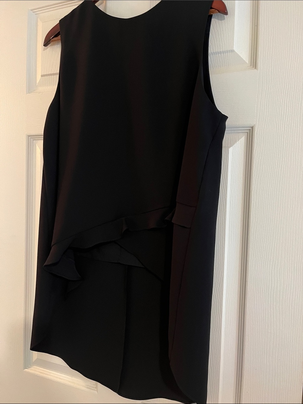 Amanda Uprichard Black Sleeveless Ruffle Overlay Top